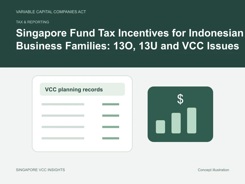 Tax & reporting illustration for Singapore Fund Tax Incentives for Indonesian Business Families: 13O, 13U and VCC Issues