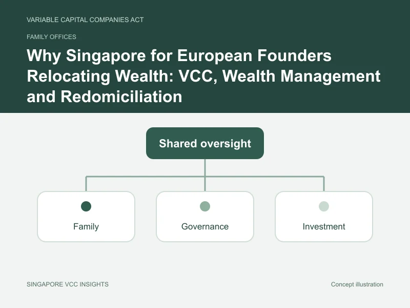 Family offices illustration for Why Singapore for European Founders Relocating Wealth: VCC, Wealth Management and Redomiciliation